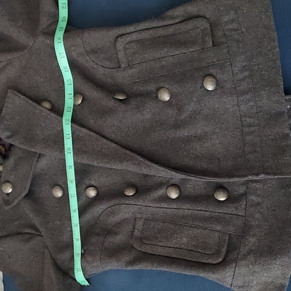 GRASS COLLECTION Women's Grey Button Up Lined Pea Coat - Picture 15 of 15